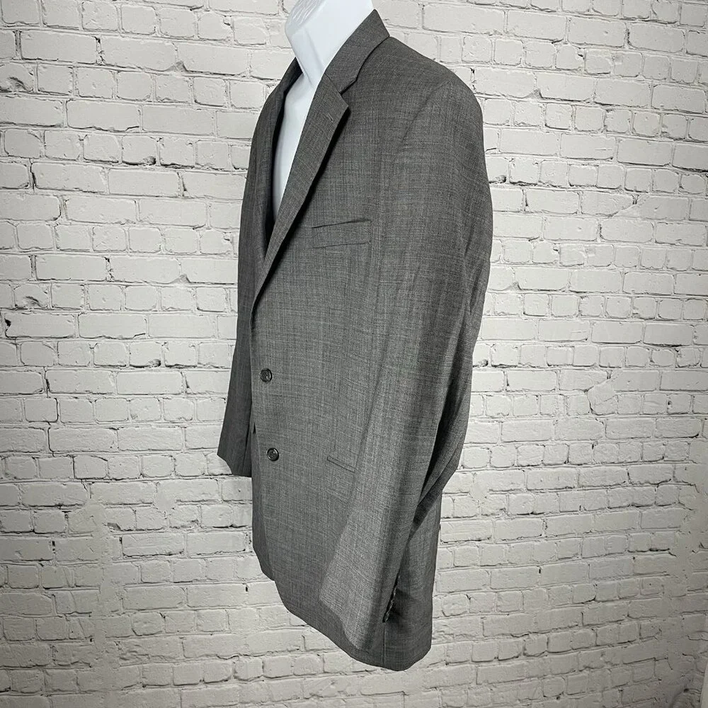 Chaps Grey 100% Wool 2 Button Single Vented Notch Blazer Sport Coat Size 44L